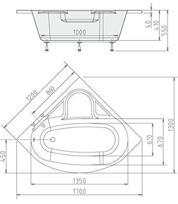 Vrijstaand Bad Sapho Regata 175x85x61 cm Wit met Leeuwenpoten Brons