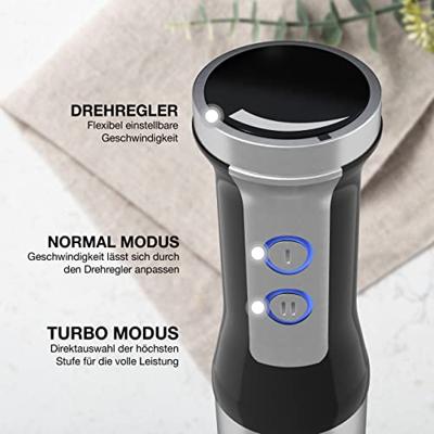 Lebenlang LBL4589 Staafmixer 1000 W Turbofunctie, Inklapbaar, BPA-vrij RVS