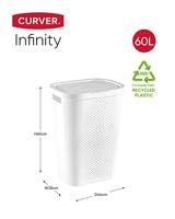 Curver Infinity Recycled Wasmand met deksel - 60L - 2 stuks - Wit - thumbnail
