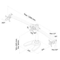 Neomounts FPMA-D700DD3 Monitorvoet 3-voudig 25,4 cm (10) - 68,6 cm (27) Zwart In hoogte verstelbaar, Zwenkbaar, Kantelbaar - thumbnail
