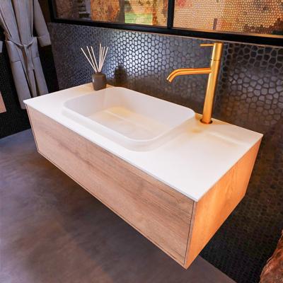 Badkamermeubelset Mondiaz Erin 100 cm met 1 Lade met RIDGE Wastafel Midden Talc met 1 kraangat Greeploos Mat Washed Oak Badkamermeubelset Mondiaz Erin 100 cm met 1 Lade met RIDGE Wastafel Midden Talc met 1 kraangat Greeploos Mat Washed Oak