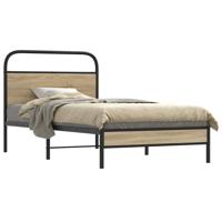 Bedframe zonder matras bewerkt hout gerookt eiken 107x203 cm - thumbnail