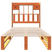 Bed met boekenkast zonder matras grenenhout wasbruin 100x200 cm - thumbnail