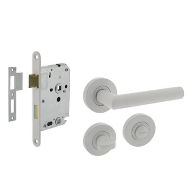 Set toiletslot 63/8mm wit met deurkruk Bastian op rozet ø52x10mm en WC-sluiting wit