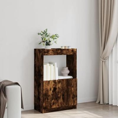 Hoge kast 63x33x100 cm bewerkt hout gerookt eikenkleurig