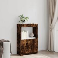 Hoge kast 63x33x100 cm bewerkt hout gerookt eikenkleurig - thumbnail