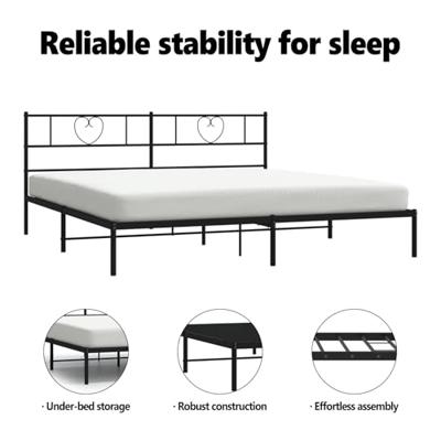Bedframe met hoofdbord metaal zwart 183x213 cm Bedframe met hoofdbord metaal zwart 183x213 cm