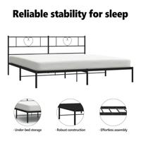 Bedframe met hoofdbord metaal zwart 183x213 cm - thumbnail