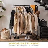 Klädhängare Newlux Hangy Duo 30 Zwart Metaal 115 x 50 x 150 cm - thumbnail