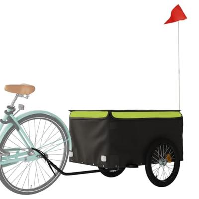 VidaXL Fietstrailer 45 kg ijzer zwart en groen - thumbnail