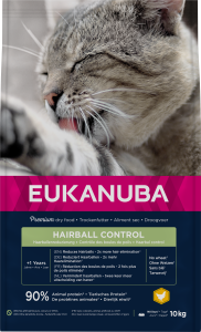 Eukanuba Adult Hairball Control met kip kattenvoer 10 kg