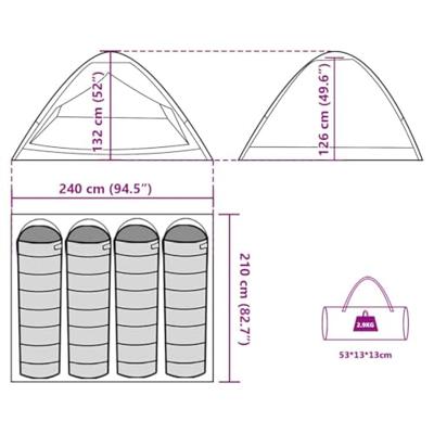 VidaXL Koepeltent 4-persoons waterdicht grijs en oranje VidaXL Koepeltent 4-persoons waterdicht grijs en oranje