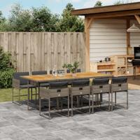 9-delige Tuinset met kussens poly rattan grijs - thumbnail