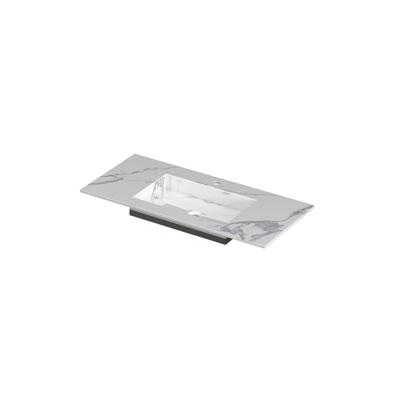 INK Post Wastafel Keramische Slab Envelop Bak Midden met 1 Kraangat - 1000x450x10 mm - Statuario Glans