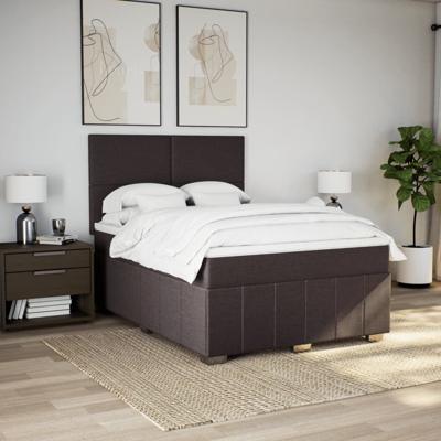 Boxspring met matras stof donkerbruin 140x200 cm - thumbnail