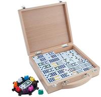 Domino dubbel 12 Mexican Train in beuken kist - thumbnail