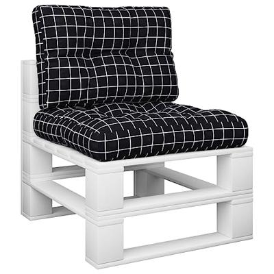 VidaXL Palletkussens 2 st stof ruitpatroon zwart