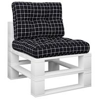 VidaXL Palletkussens 2 st stof ruitpatroon zwart - thumbnail