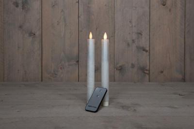 2PCS PAREL RUSTIEK WAX DINER KAARS 23CM BEW. VLAM MET AFSTANDS BEDIENING 2XAA - Annas collection