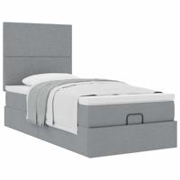 Ottoman bed met matras 90x190cm stof lichtgrijs - thumbnail