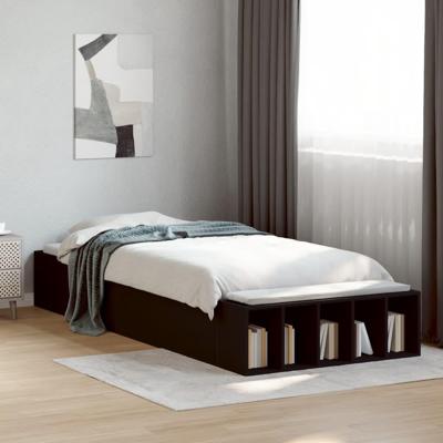 Bedframe bewerkt hout zwart 90x200 cm
