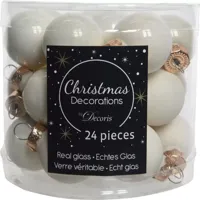 Kerstballen Glas Ø2,5cm Wol Wit 24st - thumbnail