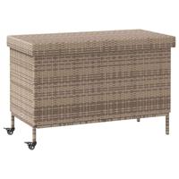 Tuinbox met wielen 110x55x73 cm poly rattan grijs - thumbnail