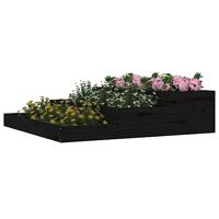 VidaXL Plantenbak 107x107x27 cm massief grenenhout zwart - thumbnail