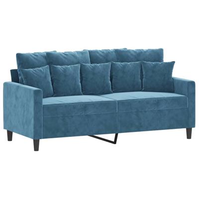 2-delige Loungeset met kussens fluweel blauw - thumbnail