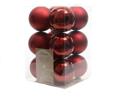 Decoris kerstballen plastic 12st ossenbloed 6cm