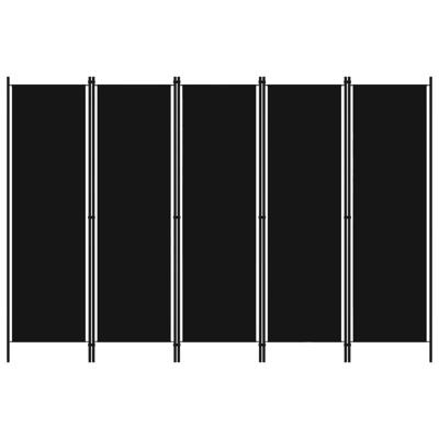 vidaXL Kamerscherm met 5 panelen 250x180 cm zwart vidaXL Kamerscherm met 5 panelen 250x180 cm zwart