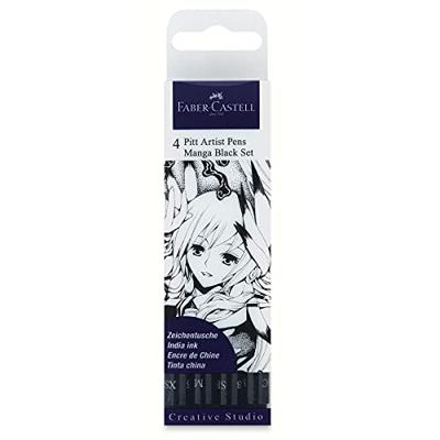 Faber Castell Tekenstift Pitt Artist Pen - Manga 4-delig etui - zwart