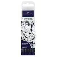 Faber Castell Tekenstift Pitt Artist Pen - Manga 4-delig etui - zwart - thumbnail