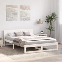 Bedframe met hoofdeinde Wit 160 x 200 cm Massief grenenhout - thumbnail