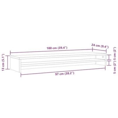 Monitorstandaard 100x24x13cm bewerkt hout artisanaal eikenkleur