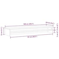 Monitorstandaard 100x24x13cm bewerkt hout artisanaal eikenkleur - thumbnail