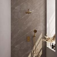 Regendoucheset Inbouw Brauer Gold Carving Thermostatisch 20 cm met 3-Weg Omstelling, Wandarm en 3-Standen Handdouche Geborsteld Goud Brauer - thumbnail