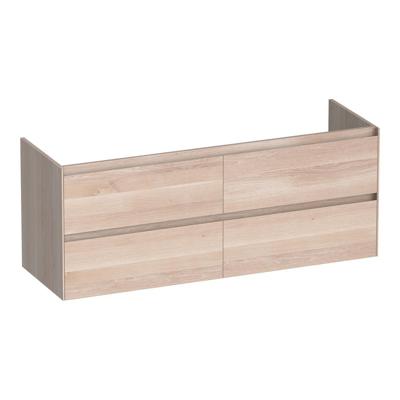 Brauer Inspire - Onderkast - 140 cm - met 4 Softclose Lades Greeploos en 2 Sifon Uitsparingen - Lamellen Eiken Wit