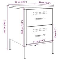 Nachtkastjes 2 st 36x39x50,5 cm staal olijfgroen - thumbnail