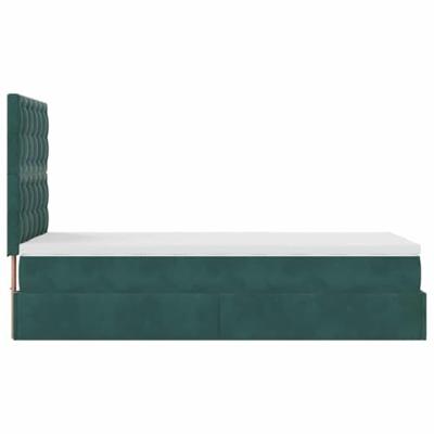 Ottoman bed met matrassen en LED's 90x200cm fluweel donkergroen