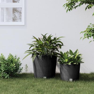 VidaXL Plantenbak uitneembare bak rattan-look 35/37,5 l pp antraciet