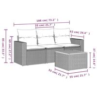 4-delige Loungeset met kussens poly rattan beige - thumbnail