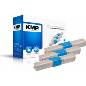 KMP Toner vervangt OKI 44973535, 44973534, 44973533 Compatibel Combipack Cyaan, Magenta, Geel 1500 bladzijden O-T37V 3341,0030
