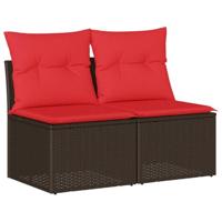 2-delige Loungeset met kussens poly rattan acacia bruin - thumbnail