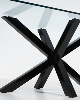 Kave Home Glazen eettafel 'Argo' met zwart onderstel, 200 x 100cm Kave Home Glazen eettafel 'Argo' met zwart onderstel, 200 x 100cm
