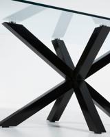 Kave Home Glazen eettafel 'Argo' met zwart onderstel, 200 x 100cm - thumbnail