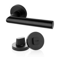 Mooi Deurbeslag Deurklink geveerd Modern mat zwart rond en WC slot - thumbnail