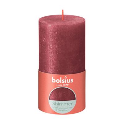 Bolsius shimmer rustiekkaars 130/68 rood