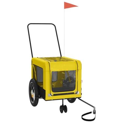 VidaXL Hondenfietstrailer oxford stof en ijzer geel en zwart - thumbnail