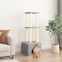 vidaXL Kattenmeubel met sisal krabpalen 133,5 cm lichtgrijs, kattenpaal, kattenboom, kattenkrabpaal, kattenhuis, kattenmeubel, kattenpalen - thumbnail